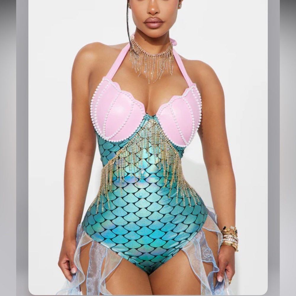 NEW Fashion Nova Mermaid Costume with Pink and Blue Details - Picture 2 of 3